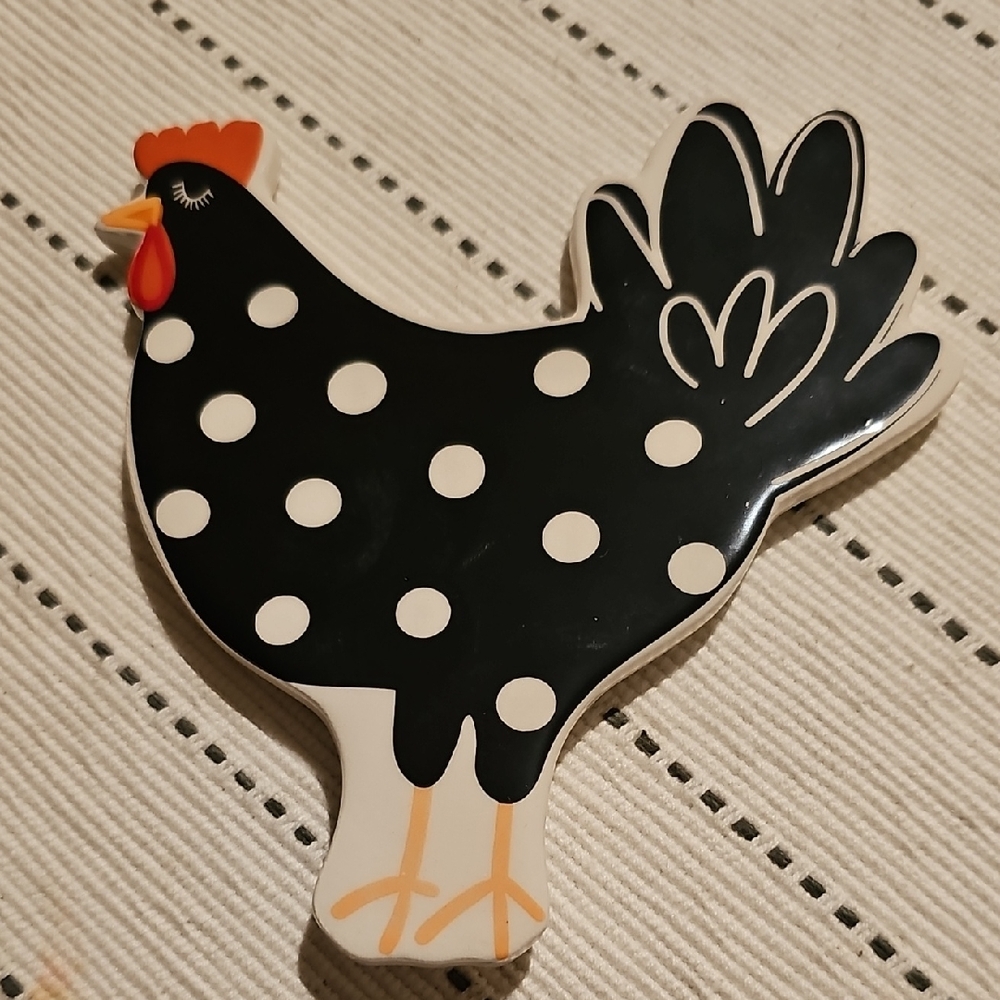 Polka Dot Chicken Decor - Black and White